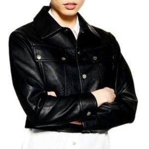 Topshop Cropped Western Leather Jacket